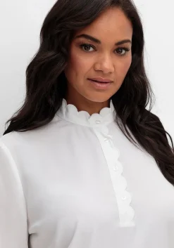 Tunika mit Stehkragen und gewellten Kanten