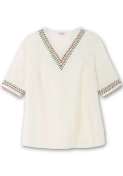 Tunika mit Stickereien, mit Leinenanteil