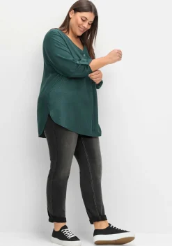 Tunika mit V-Ausschnitt, in strukturierter Optik