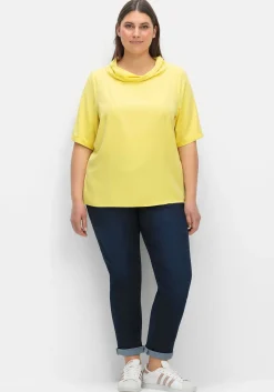 Tunika mit weitem Stehkragen, leicht schimmernd