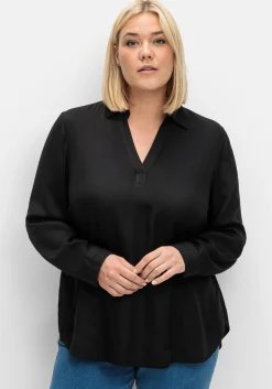 Twill-Tunika mit Hemdkragen und Kellerfalte hinten