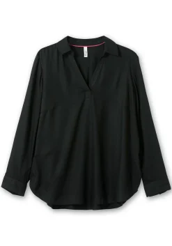 Twill-Tunika mit Hemdkragen und Kellerfalte hinten