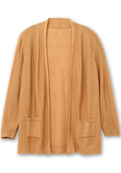 Verschlusslose Strickjacke im Linksstrickmuster