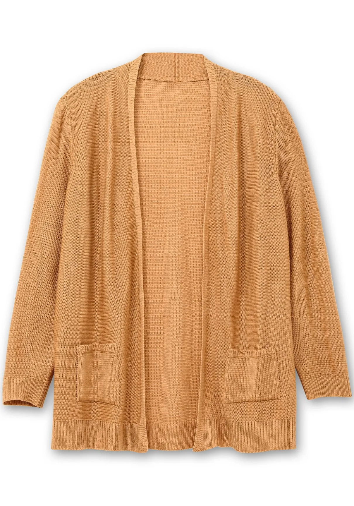 Verschlusslose Strickjacke im Linksstrickmuster