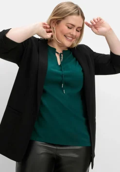 Verschlussloser Longblazer mit 3/4-Arm, gefüttert