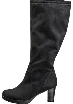 Verschlussloser Weitschaftstiefel in Wildlederoptik