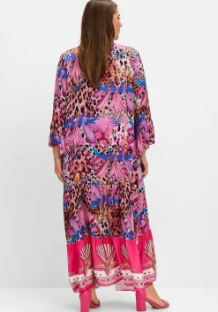 Volantkleid in Maxilänge, mit Mustermix