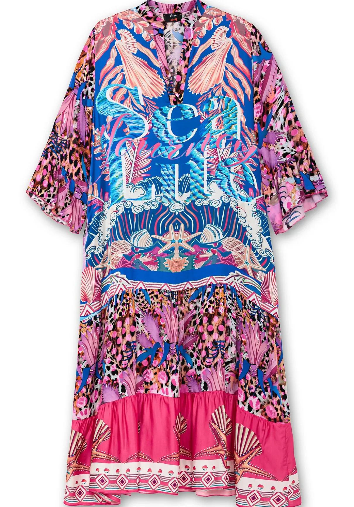 Volantkleid in Maxilänge, mit Mustermix