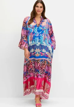 Volantkleid in Maxilänge, mit Mustermix