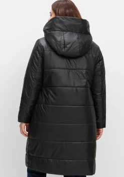 Wattierter Steppmantel mit Kapuze, gefüttert