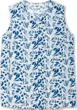 Webtop aus Crêpe, mit Blätterprint