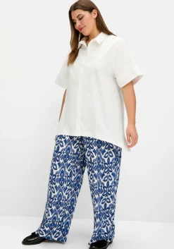 Weite bedruckte Hose mit Teilgummibund