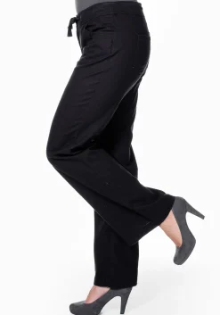 Weite Bootcut-Hose mit Leinenanteil