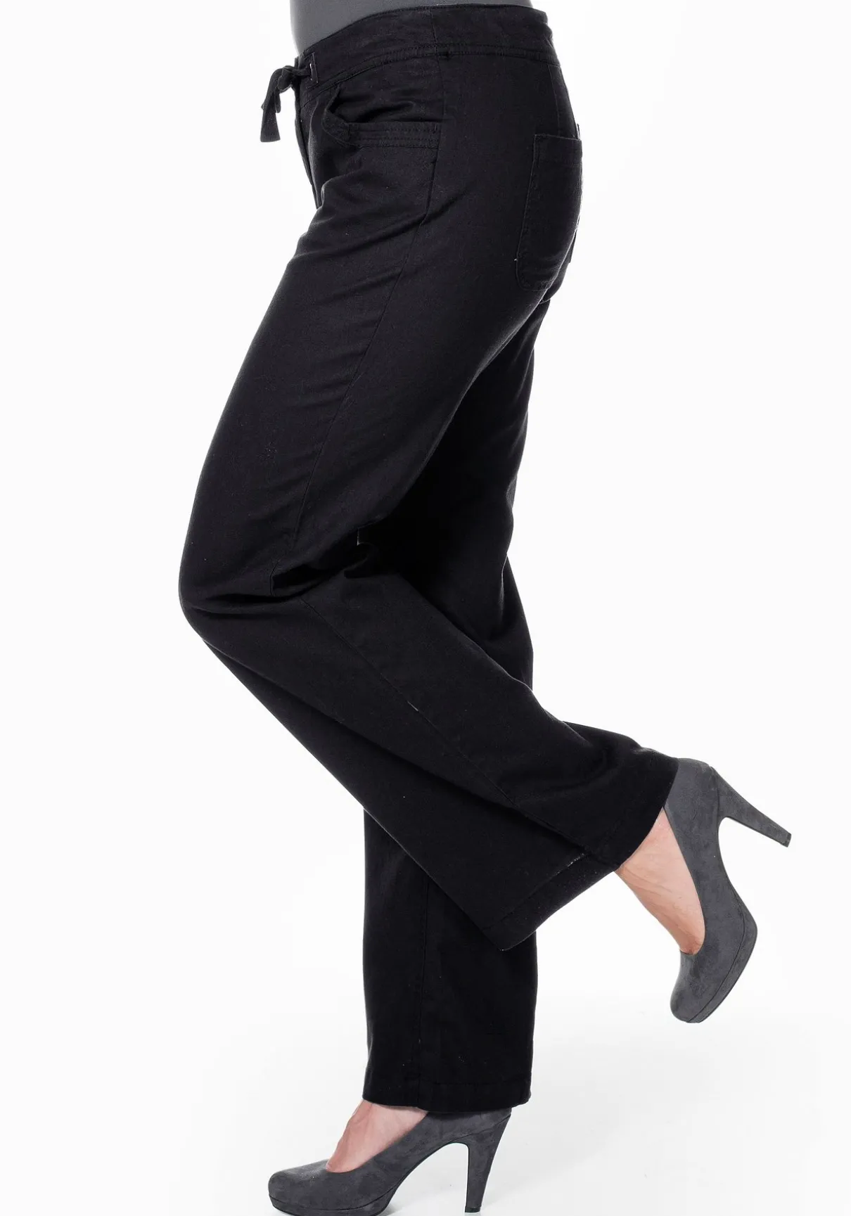 Weite Bootcut-Hose mit Leinenanteil