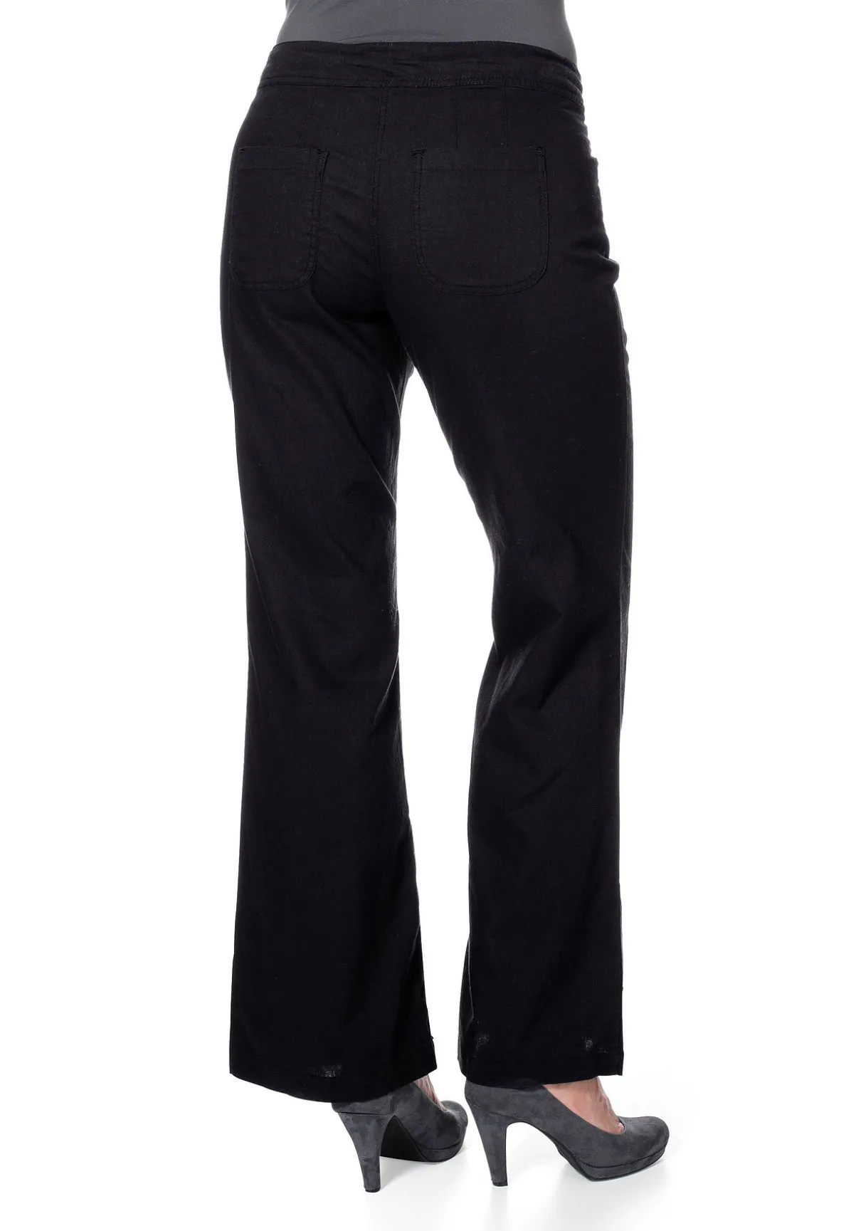 Weite Bootcut-Hose mit Leinenanteil