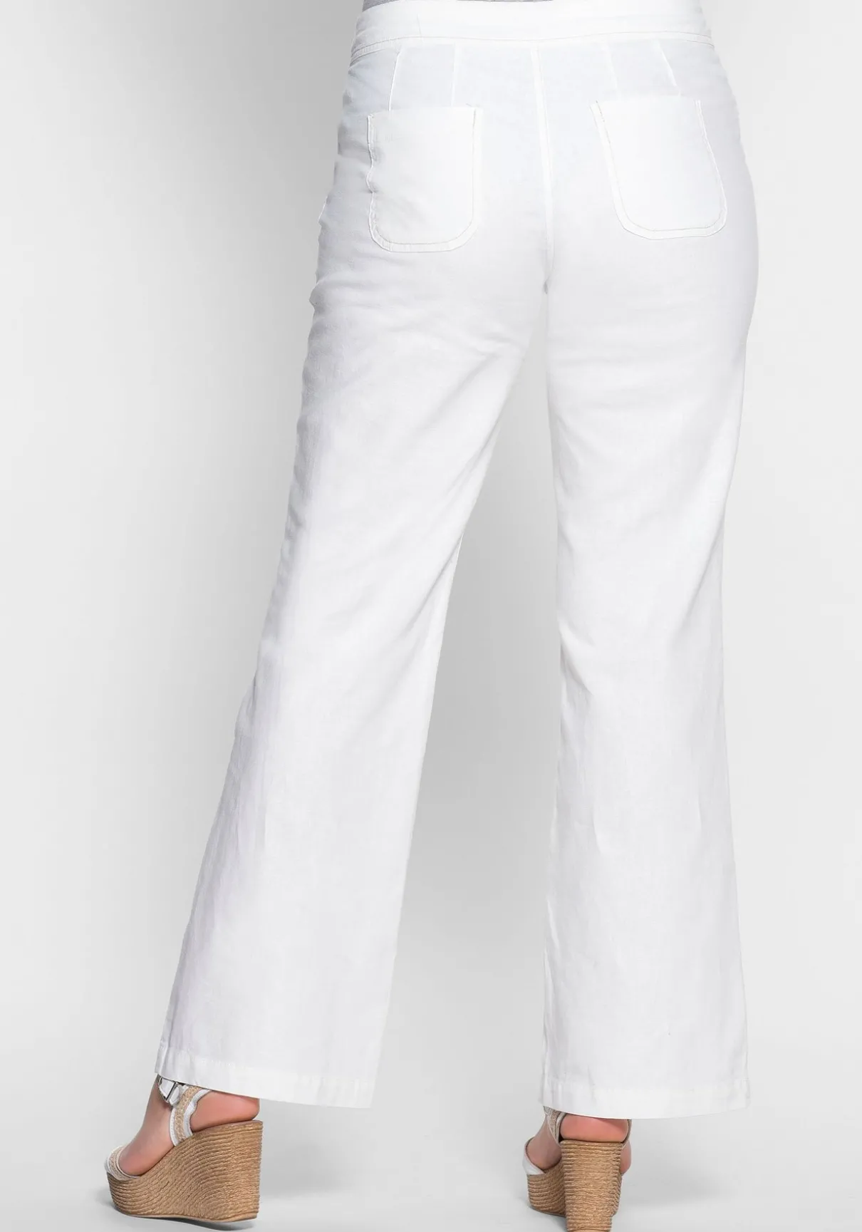 Weite Bootcut-Hose mit Leinenanteil