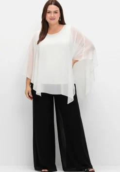 Weite Chiffonhose im Lagenlook, gefüttert