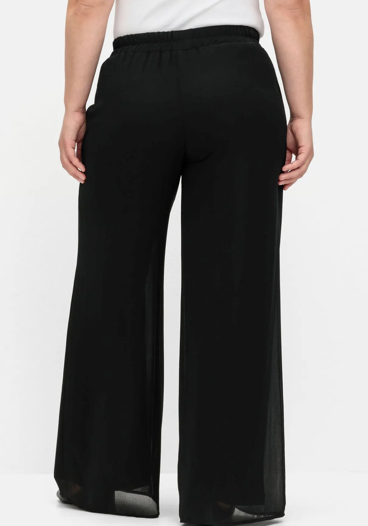 Weite Chiffonhose im Lagenlook, gefüttert