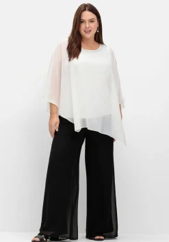 Weite Chiffonhose im Lagenlook, gefüttert