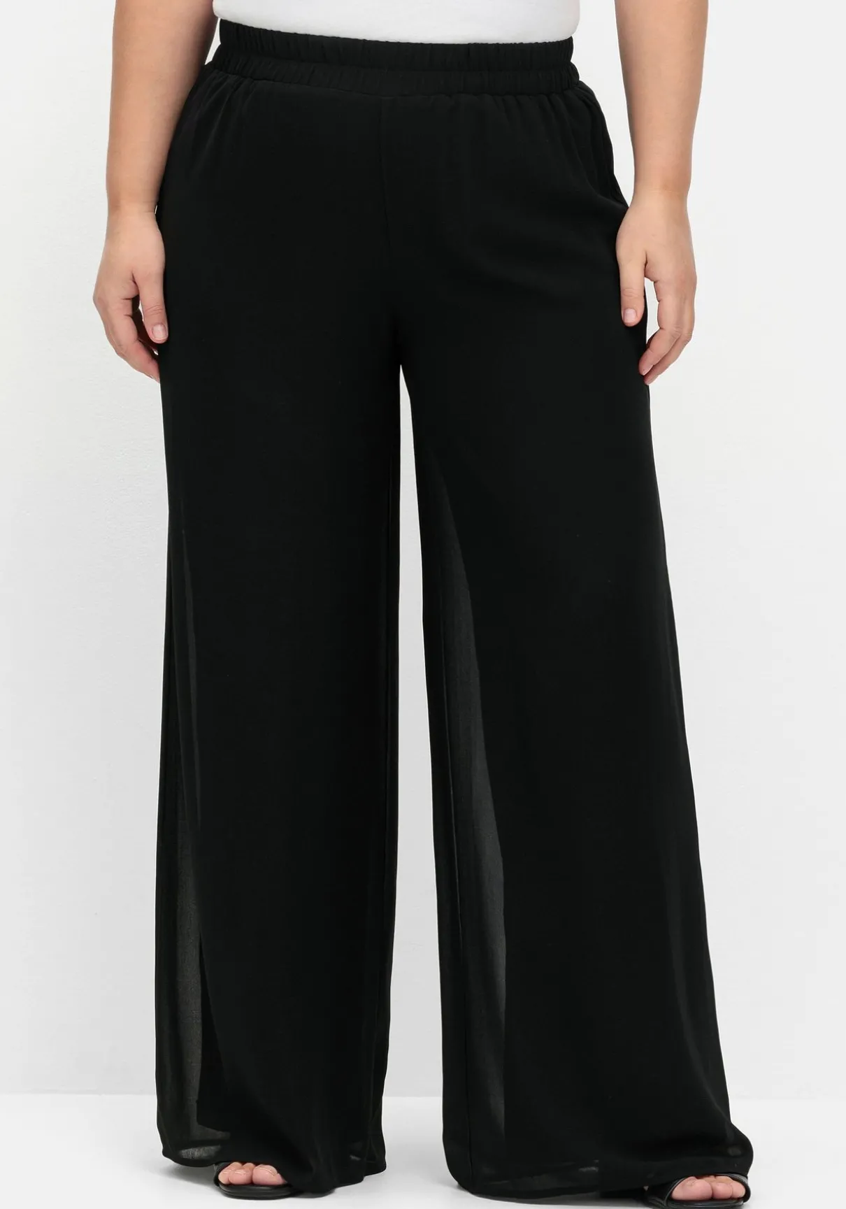 Weite Chiffonhose im Lagenlook, gefüttert