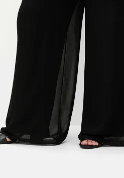 Weite Chiffonhose im Lagenlook, gefüttert