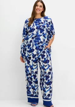 Weite, fließende Hose mit Blumendruck