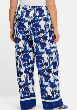 Weite, fließende Hose mit Blumendruck