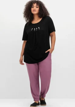 Weite, fließende Hose mit Bündchen am Saum