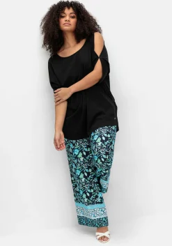 Weite Hose mit Blumenprint und Smokbund