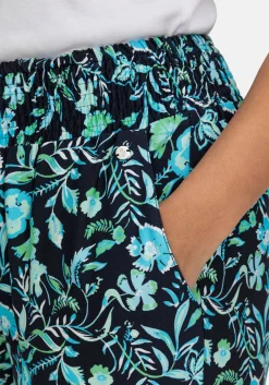 Weite Hose mit Blumenprint und Smokbund