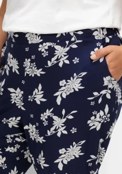 Weite Hose mit Rundum-Dehnbund und Blütendruck