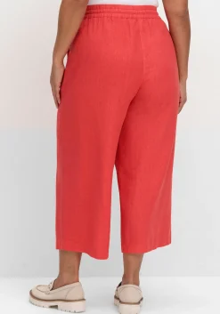 Weite 7/8-Hose mit Schlupfbund, im Leinenmix