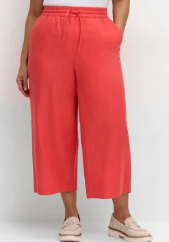 Weite 7/8-Hose mit Schlupfbund, im Leinenmix