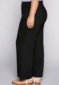 Weite Hose mit Smokbund und Taschen