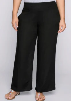 Weite Hose mit Smokbund und Taschen