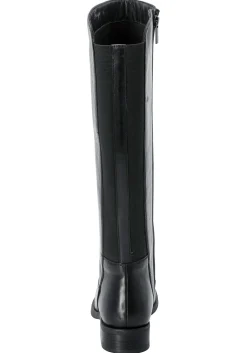 Weitschaftstiefel aus Leder mit Stretch-Einsatz