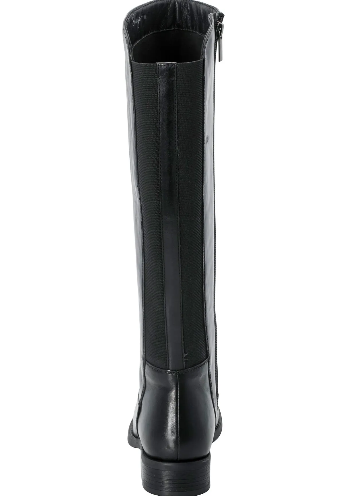 Weitschaftstiefel aus Leder mit Stretch-Einsatz