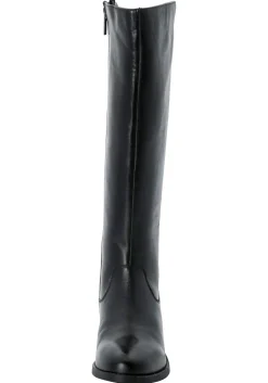 Weitschaftstiefel aus Leder mit Stretch-Einsatz