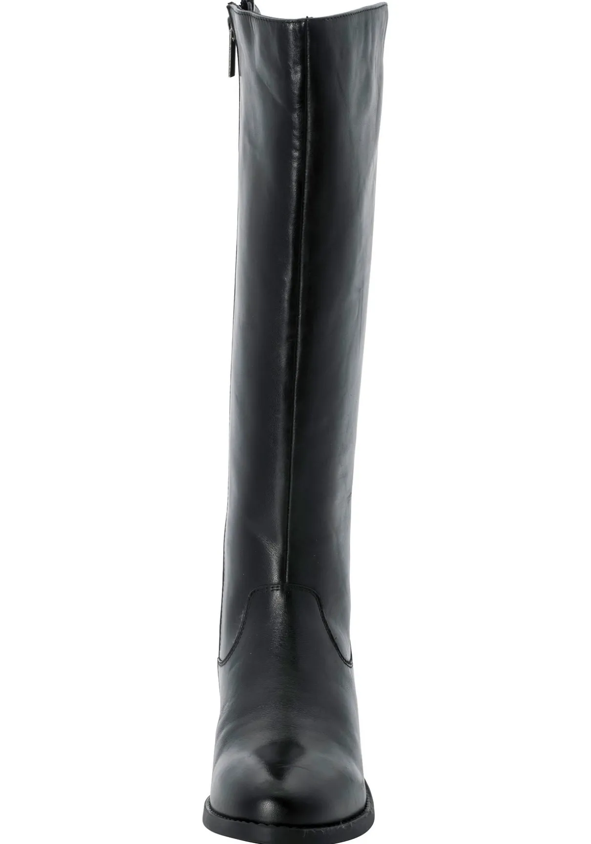 Weitschaftstiefel aus Leder mit Stretch-Einsatz