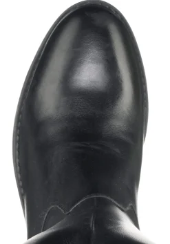 Weitschaftstiefel aus Leder mit Stretch-Einsatz