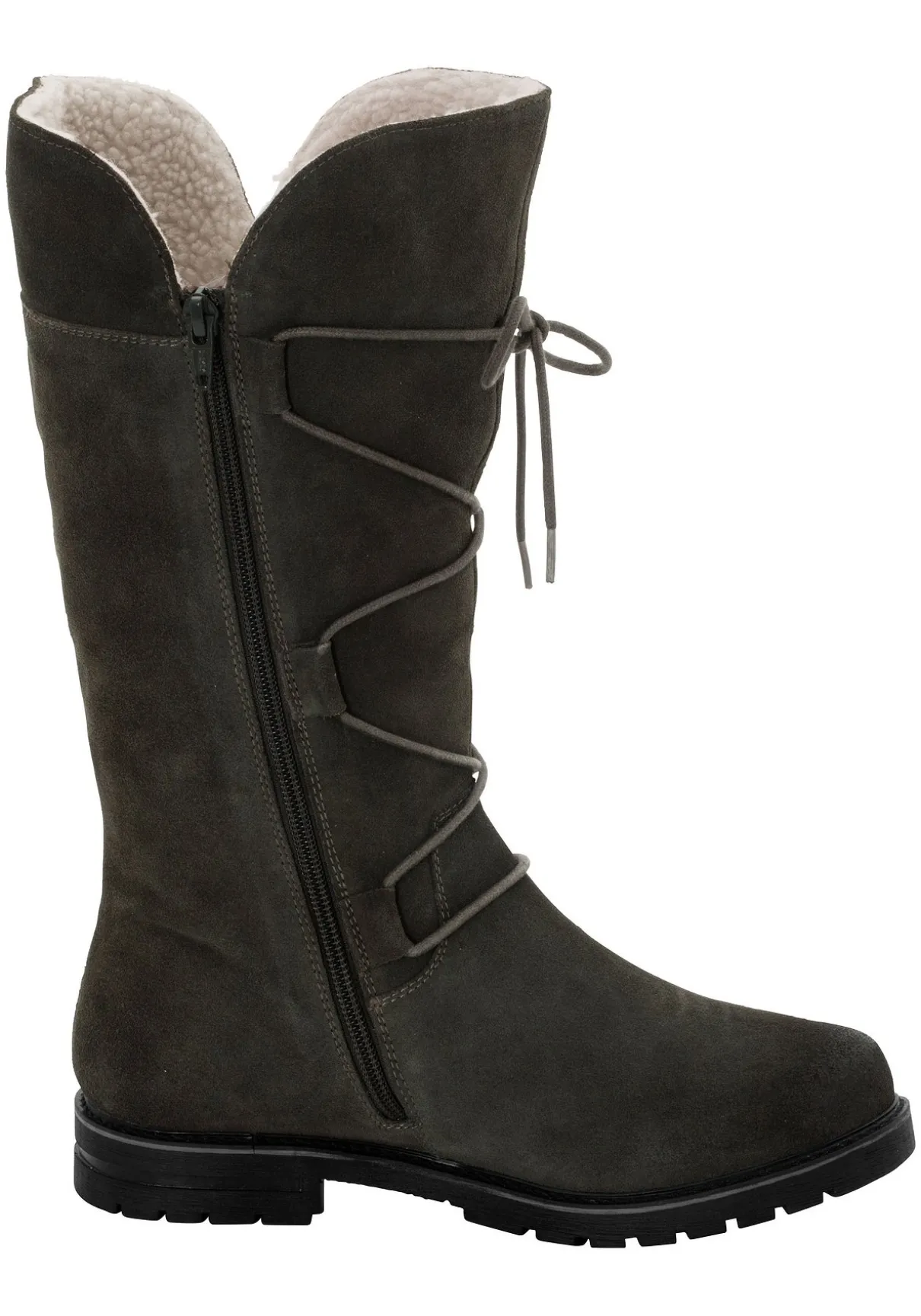 Weitschaftstiefel aus Leder mit Schnürung