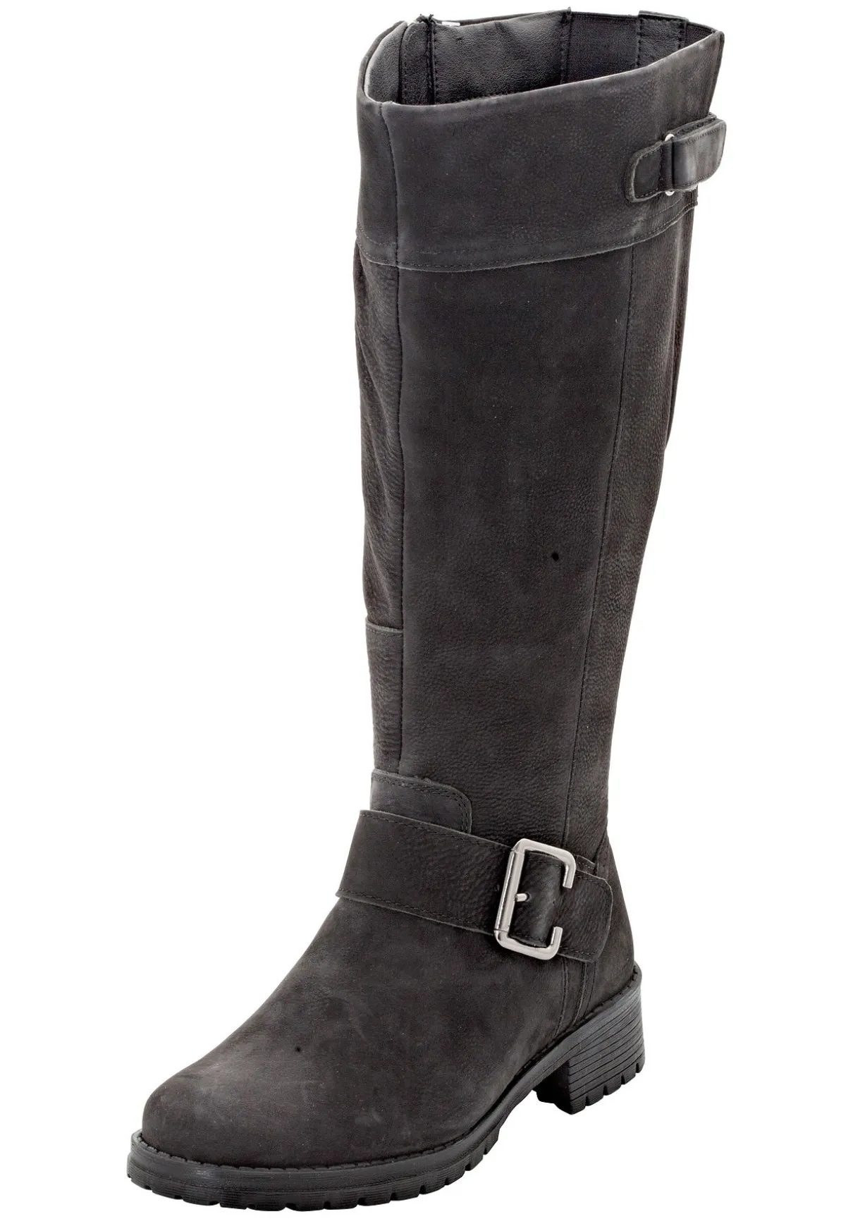 Weitschaftstiefel aus Leder mit Zierband