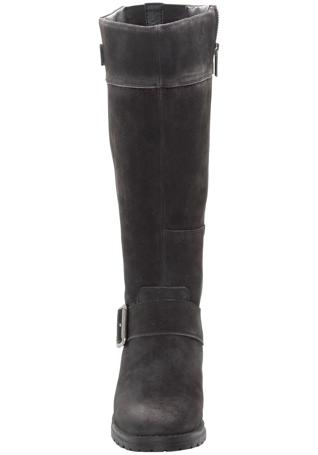 Weitschaftstiefel aus Leder mit Zierband