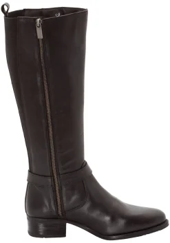 Weitschaftstiefel aus Leder mit Zierband