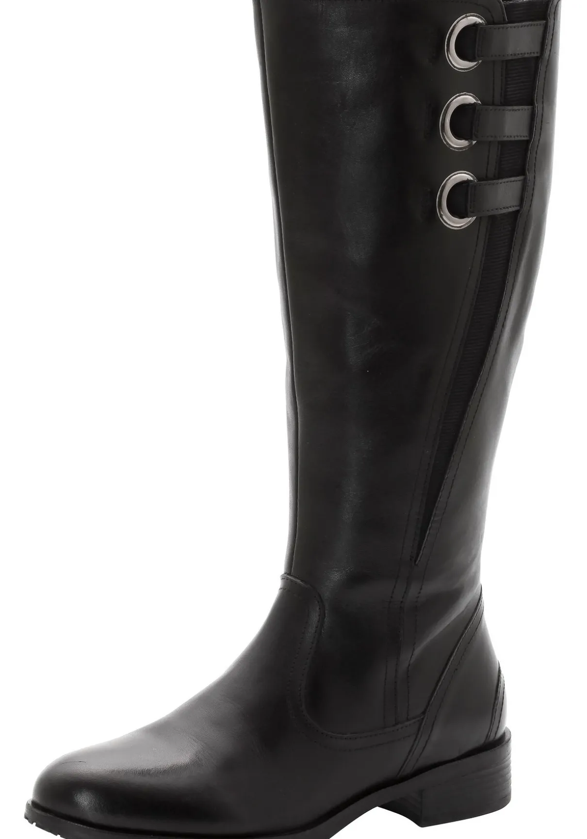 Weitschaftstiefel aus Leder mit drei Zierschnallen