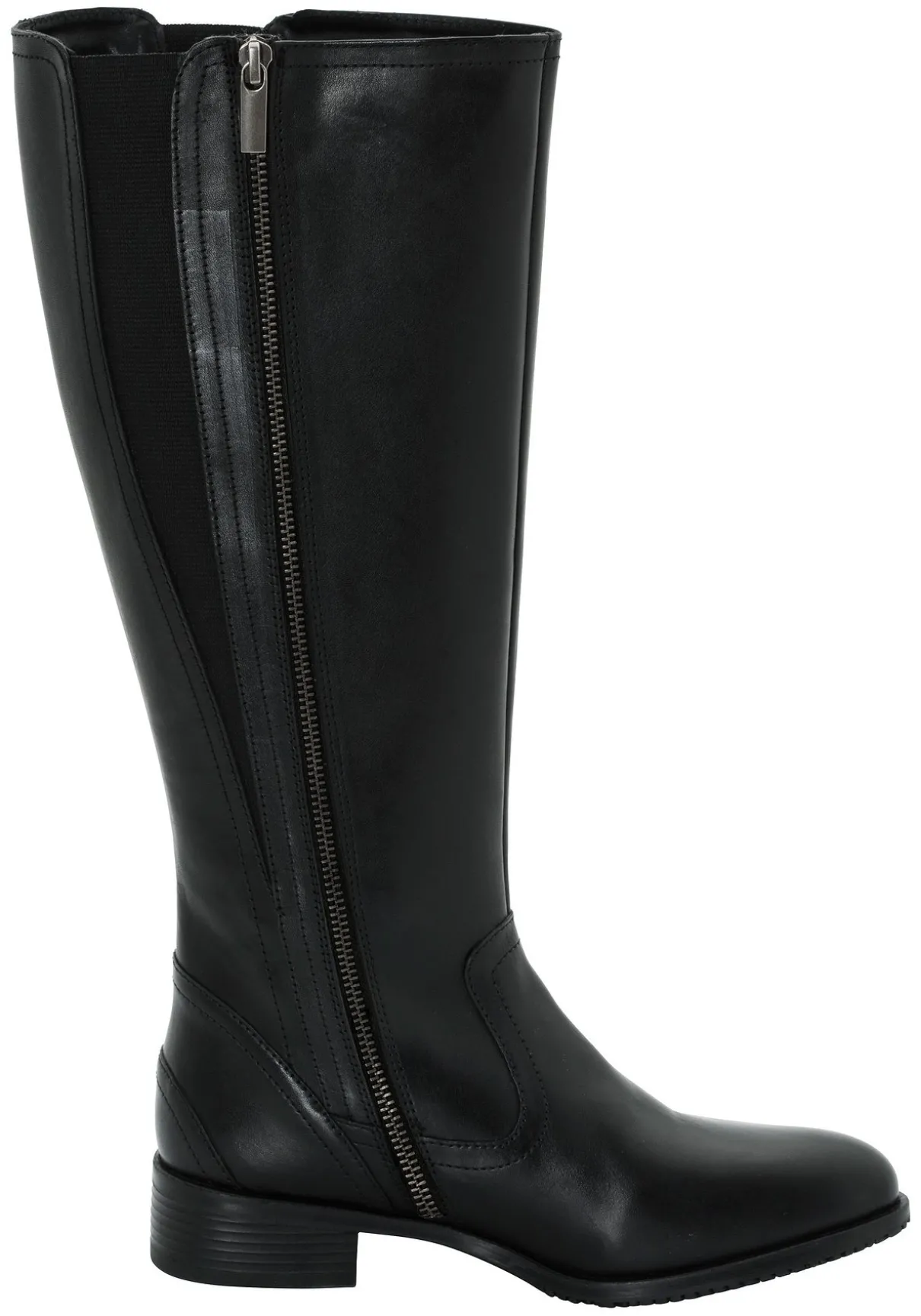 Weitschaftstiefel aus Leder mit drei Zierschnallen