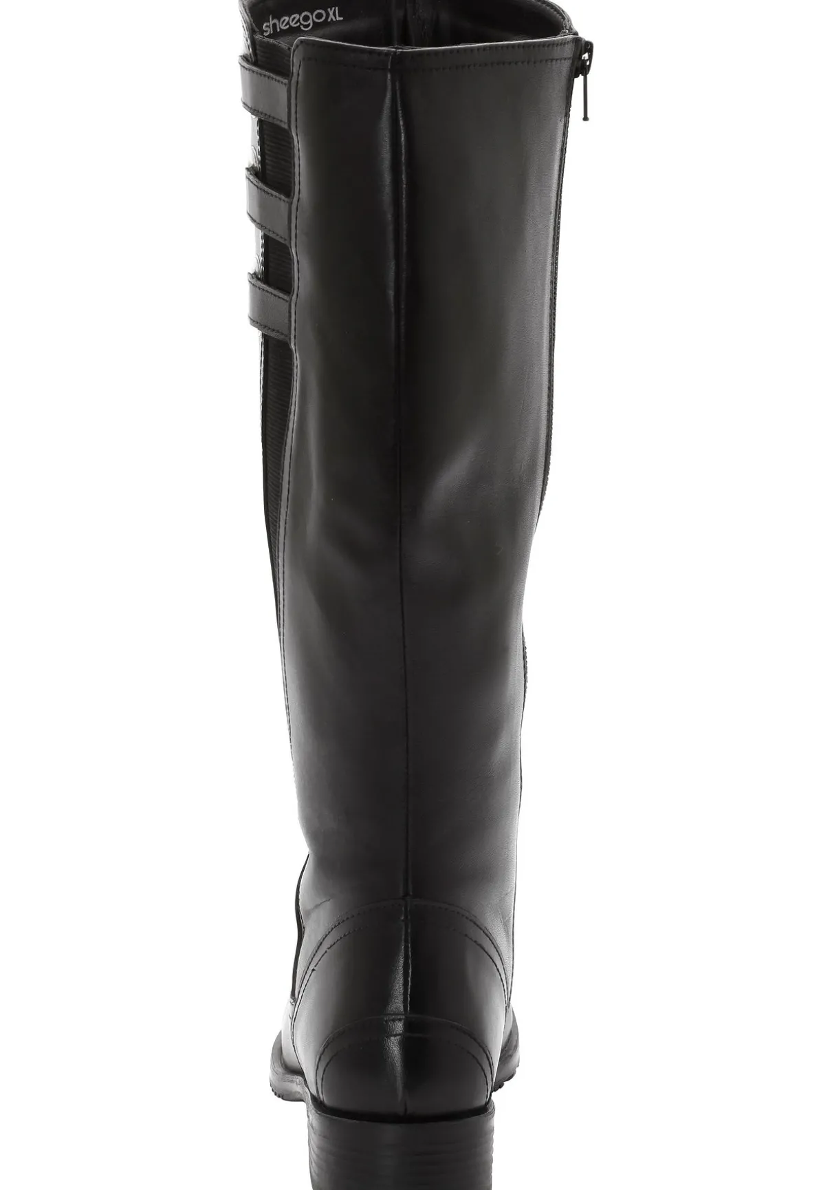 Weitschaftstiefel aus Leder mit drei Zierschnallen