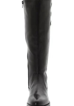 Weitschaftstiefel aus Leder mit drei Zierschnallen