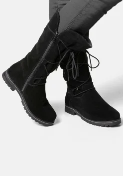 Weitschaftstiefel aus Leder mit Schnürung