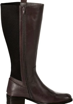 Weitschaftstiefel aus Leder mit Zierschnalle